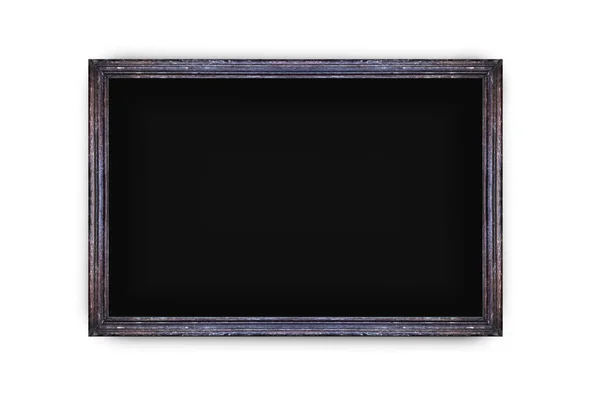 Chalkboard preto vazio com moldura de madeira preta no branco — Fotografia de Stock