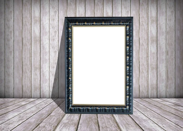 Papel blanco en marco y pared de madera vieja, textura y fondo — Foto de Stock