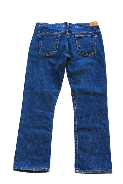 Jeans blu posteriori isolati su sfondo bianco — Foto Stock