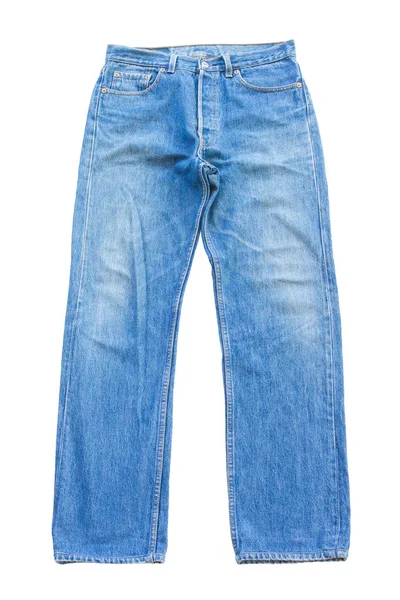 Açık mavi kot beyaz arka plan üzerinde izole