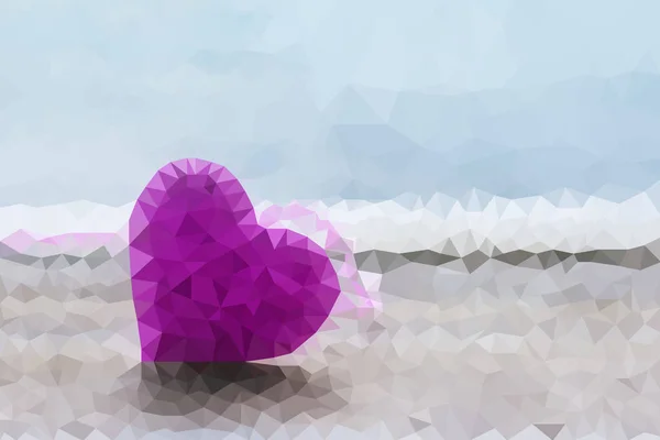 Polygonform des Herzens auf Bokeh weichem hellen Hintergrund, polygonal — Stockfoto