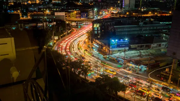 2017年11月2日 曼谷的看法 泰国的首都晚上 泰国在夜间 当高大的摩天大楼被照亮 — 图库照片