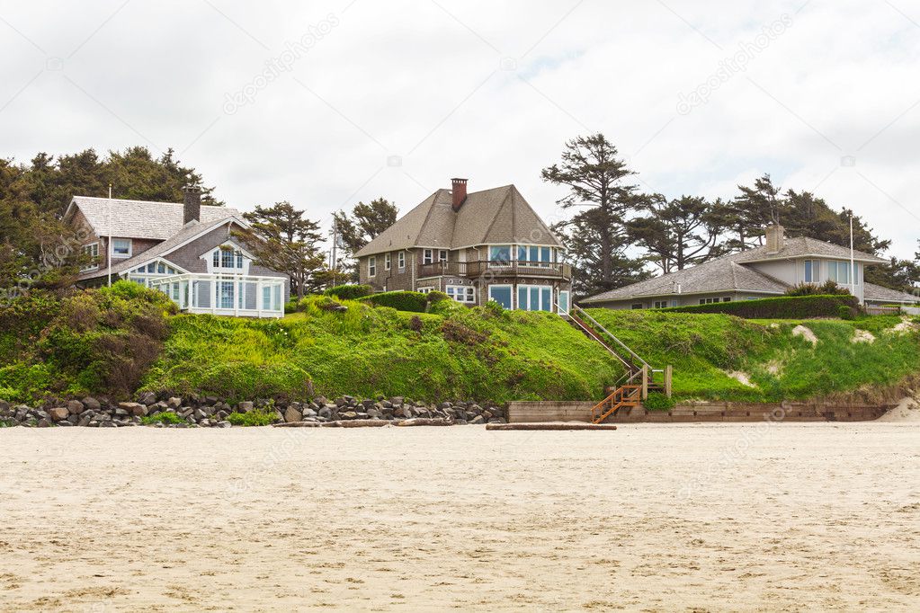 A beach house on the Pacific shore. Residence on the coast