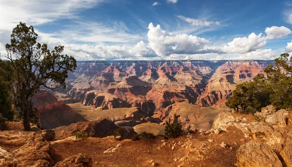Vistas panorámicas del Parque Nacional del Gran Cañón, Arizona, EE.UU. Panorama paisaje día soleado con cielo azul —  Fotos de Stock