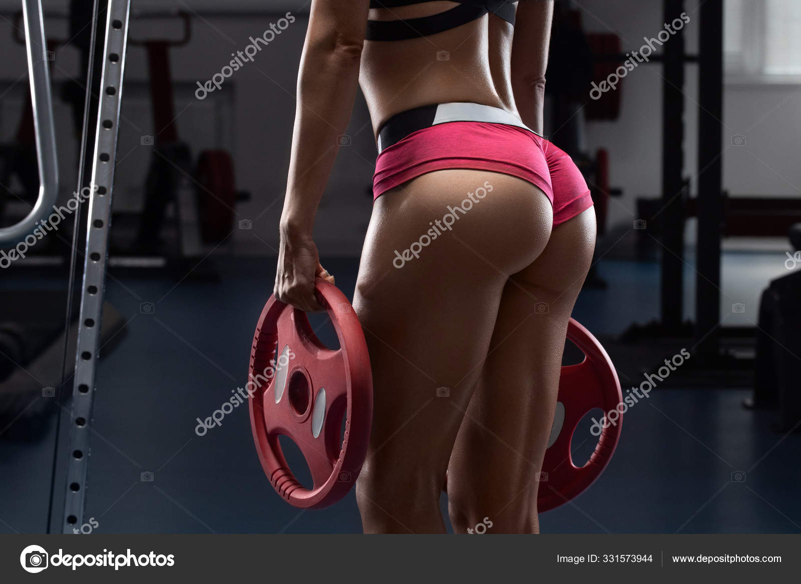 Beautiful Butt Thong Fitness Woman Gym Workout Athletic Girl