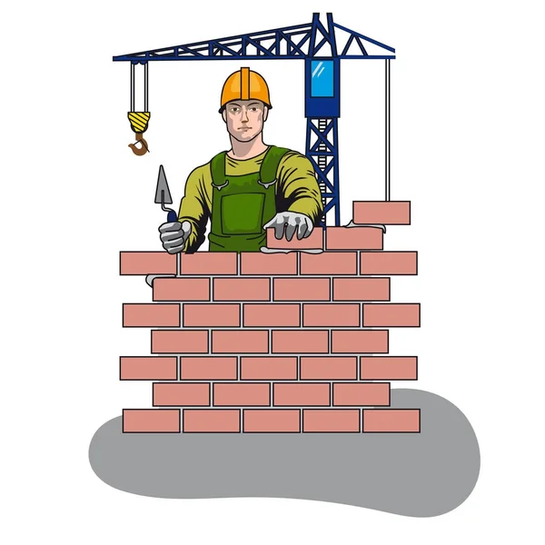 White background builder man bricklayer profession — Stock Vector