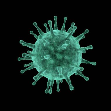 siyah arka plan üzerine izole bir virüs 3D çizimi. 