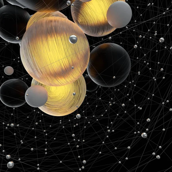 空の領域に球の抽象的な 3 d レンダリング — ストック写真