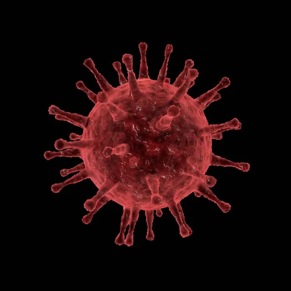 3D illustratie van een virus geïsoleerd op zwarte achtergrond. Stockafbeelding