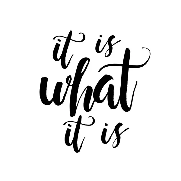 It Is What It Is - Inspiração sabedoria citação manuscrita com tinta preta e escova. Bom para cartazes, t-shirt, impressão, cartão, banner —  Vetores de Stock