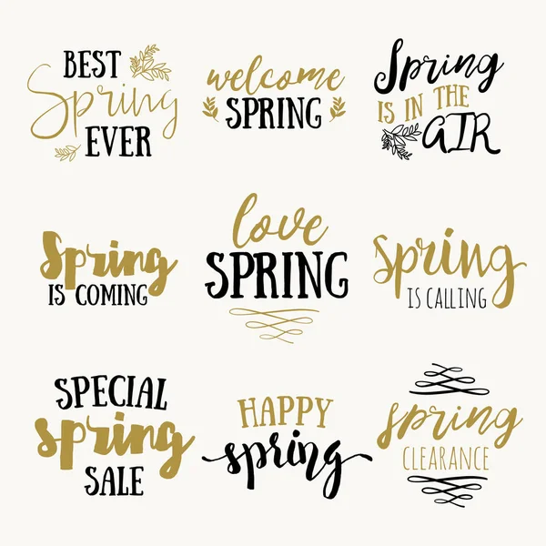 Tarjetas de letras de primavera — Vector de stock