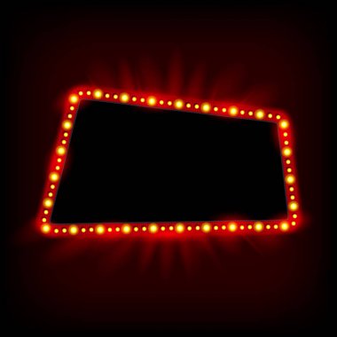 Retro Showtime 1950'lerde işareti tasarım. Neon lambalar billboard. Sinema ve tiyatro tabela ampulleri çerçeve için Satılık ilanları