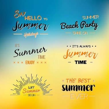 Summer Time logo şablonu tadını çıkarın. Vektör Tipografik Tasarım etiketi. Yazı tatil. Tropikal parti cennet, deniz, güneş