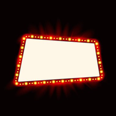 Retro Showtime 1950'lerde işareti tasarım. Neon lambalar billboard. Sinema ve tiyatro tabela ampulleri çerçeve için Satılık ilanları