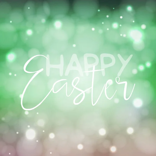 Bonne fête de Pâques signe de bienvenue. Typographie vectorielle en couleurs fraîches pour votre design. Lettrage vintage sur fond vert bokeh flou — Image vectorielle