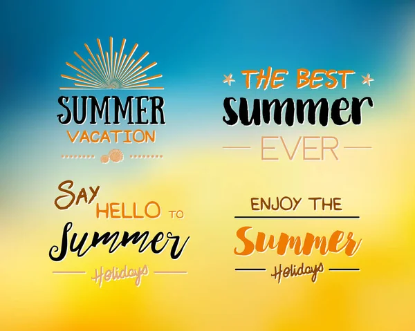 Geniet van de zomertijd logo sjabloon. Vector typografisch ontwerp Label. Vakantie belettering. Tropische partij paradijs, zee, zon — Stockvector