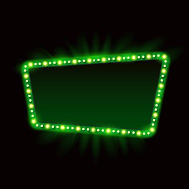 Retro Showtime 1950'lerde işareti tasarım. Neon lambalar billboard. Sinema ve tiyatro tabela ampulleri çerçeve için Satılık ilanları
