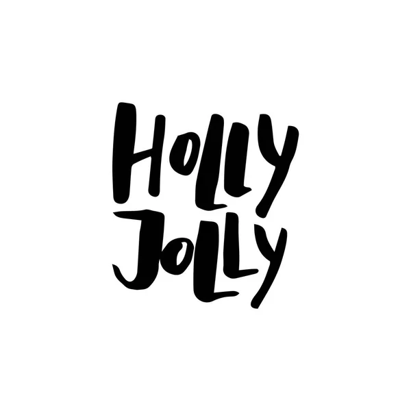 Merry Christmas card med kalligrafi Holly Jolly — Stock vektor