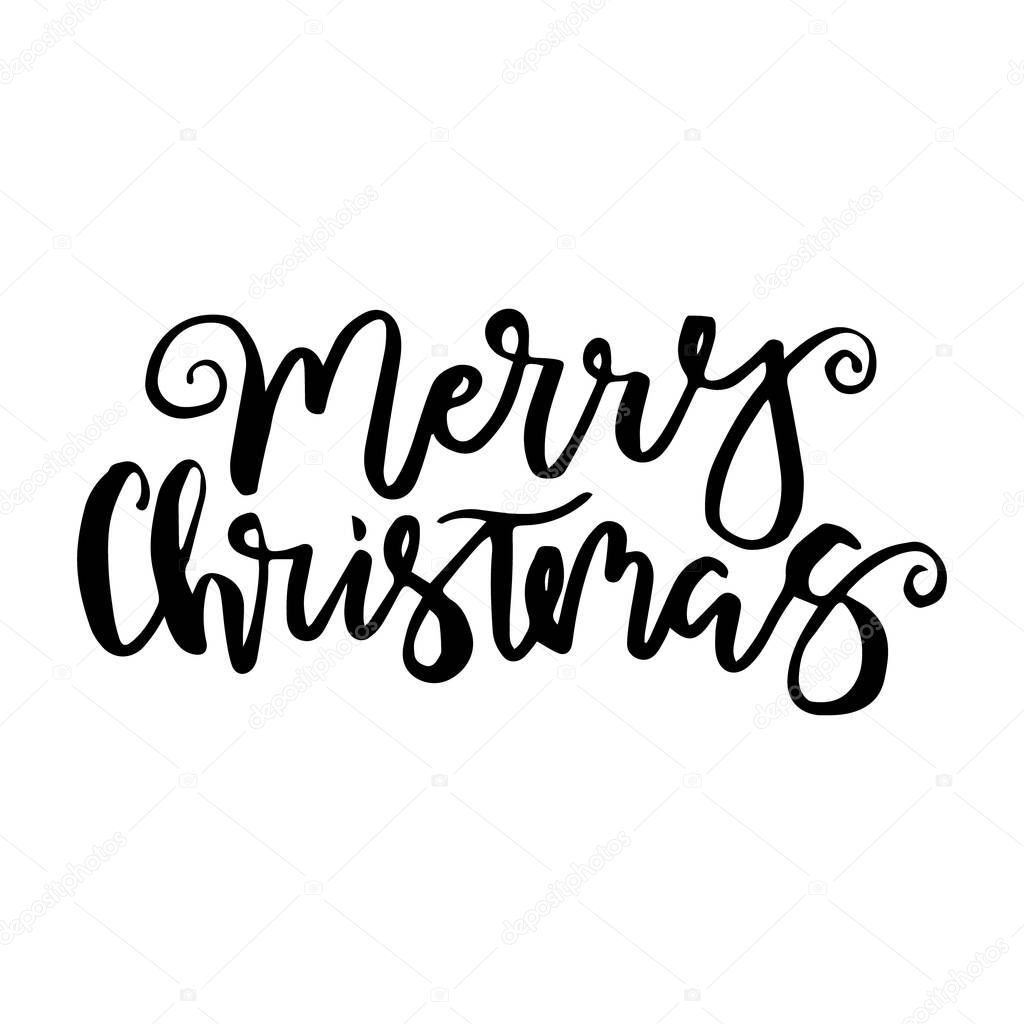 Merry Christmas card with calligraphy. Vector