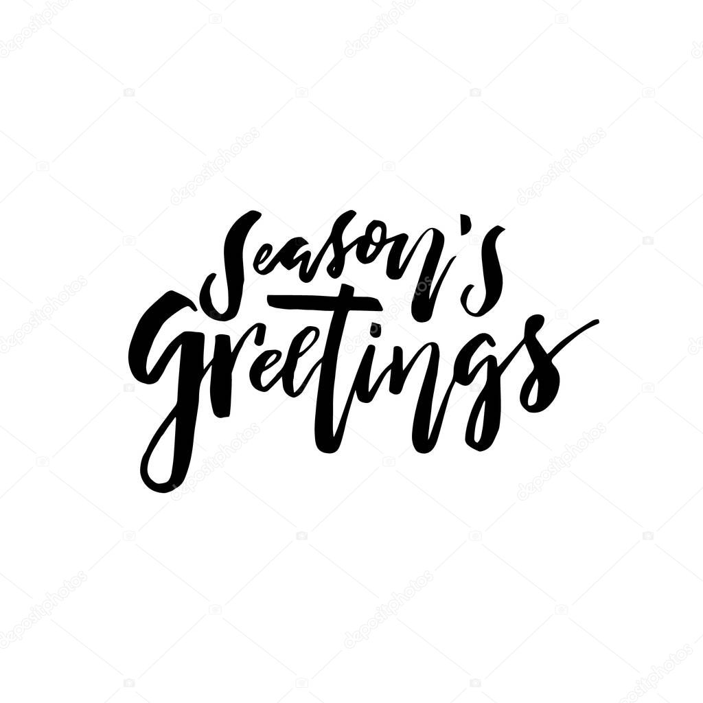 Merry Christmas card calligraphy Seasons Greetings
