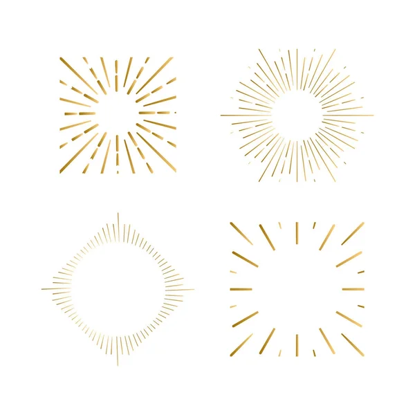 Tribal boho sunburst frames with place for your text. Gold sparkle hipster logo, Vector line firework shapes. — Stock Vector