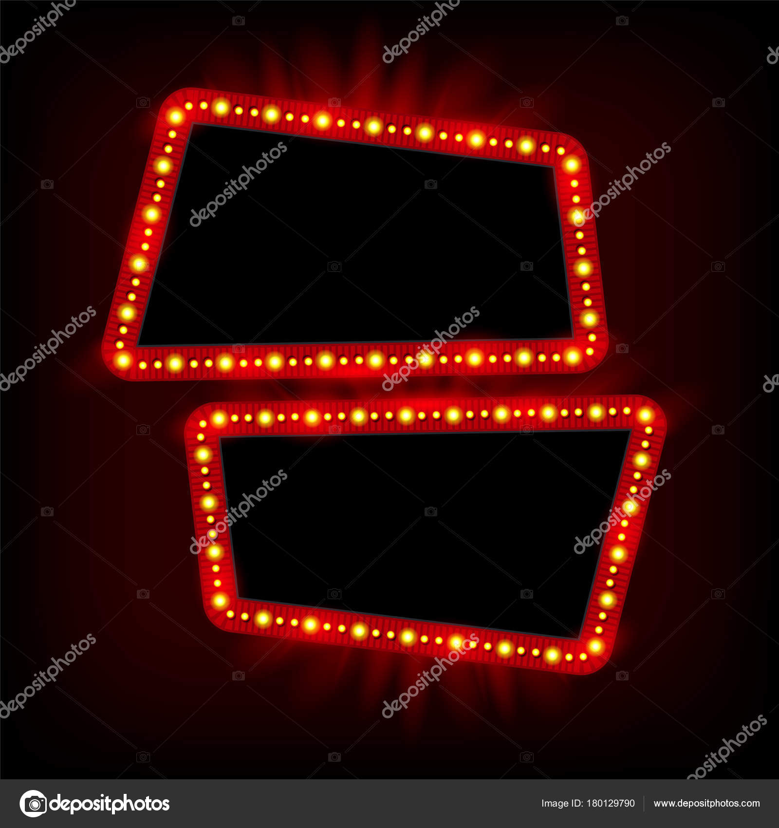 Retro Showtime 1950s Frame Design. Neon Lamps Advertising billbo