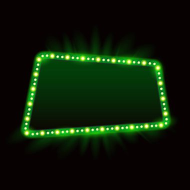 Retro Showtime 1950'lerde gövde tasarımı. Neon lambalar reklam billbo