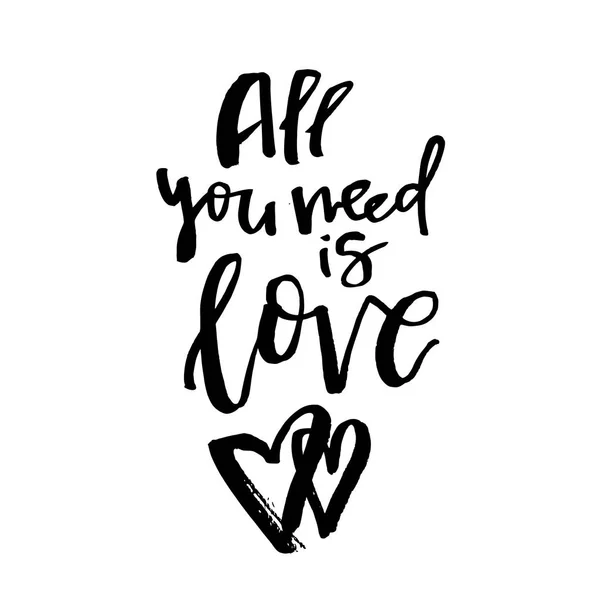 Vše, co potřebujete je láska - Šťastný Valentýna karty s calligraph — Stockový vektor