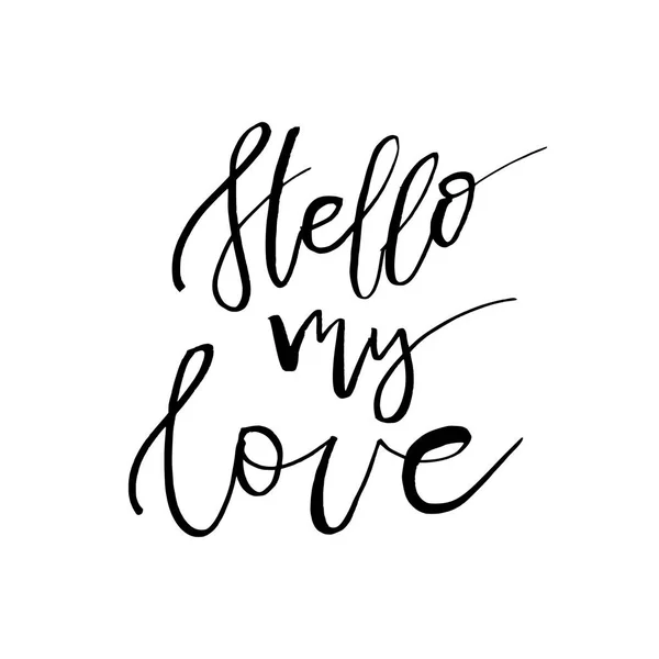 Hello My Love - Feliz tarjeta de San Valentín con texto de caligrafía — Archivo Imágenes Vectoriales