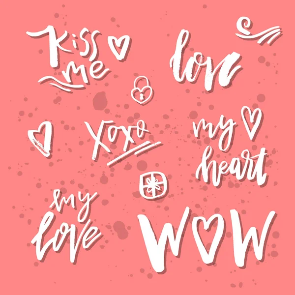 Inspirational Valentines day romantique citation manuscrite. Bon pour — Image vectorielle