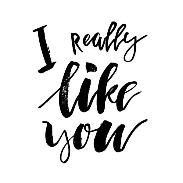 I Really Like You - Happy Valentines dag kaart met kalligrafie t — Stockvector