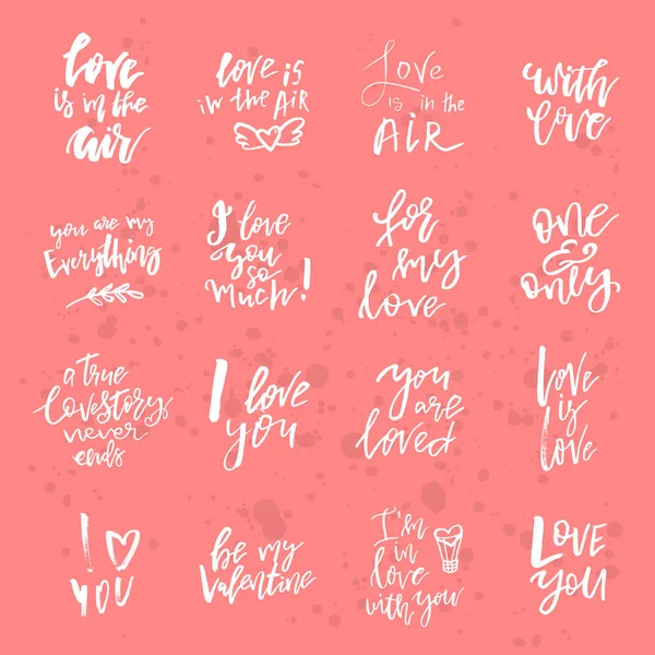 Zbiór romantycznych odręczny cytaty Valentines day i slogany. G — Wektor stockowy