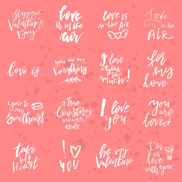 Ensemble de citations et slogans manuscrits romantiques de la Saint-Valentin. G — Image vectorielle