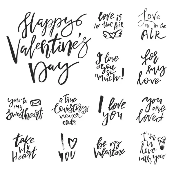Zbiór romantycznych odręczny cytaty Valentines day i slogany jest — Wektor stockowy