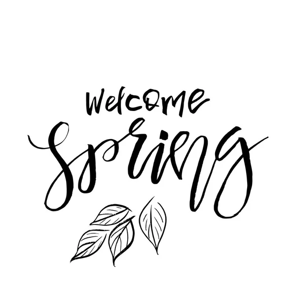 Välkommen våren - Hand dras inspiration offert. Vector typografi — Stock vektor
