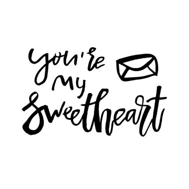 Sen benim bir tanemsin - mutlu Sevgililer günü kartı calligrap ile