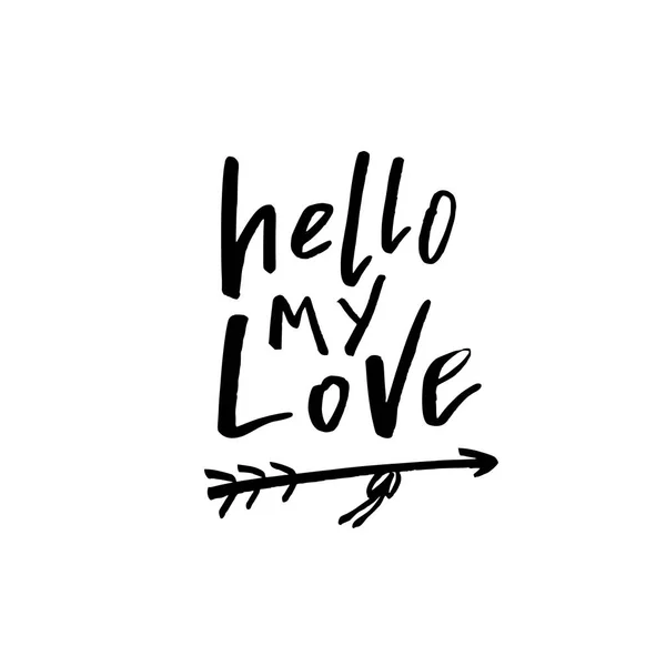 Hello My Love - Feliz tarjeta de San Valentín con texto de caligrafía — Vector de stock