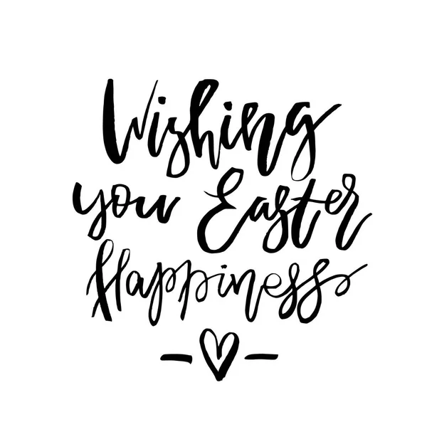 Je vous souhaite Pâques carte de bonheur avec texte de calligraphie. Vecteur — Image vectorielle