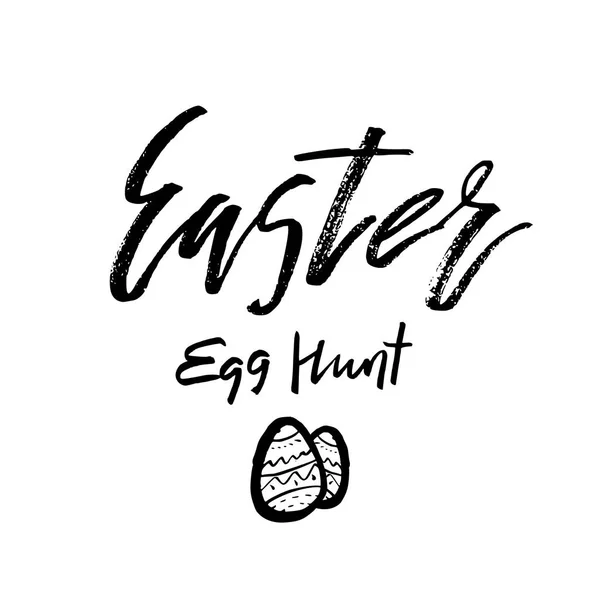 Bonne carte de chasse aux œufs de Pâques avec texte de calligraphie. Modèle vectoriel — Image vectorielle