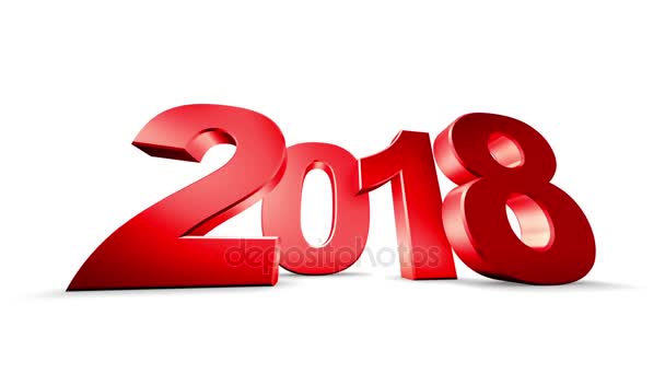 2018 Tekst Effect Met Matte Red 2018 Getallen Vallen Grond — Stockvideo