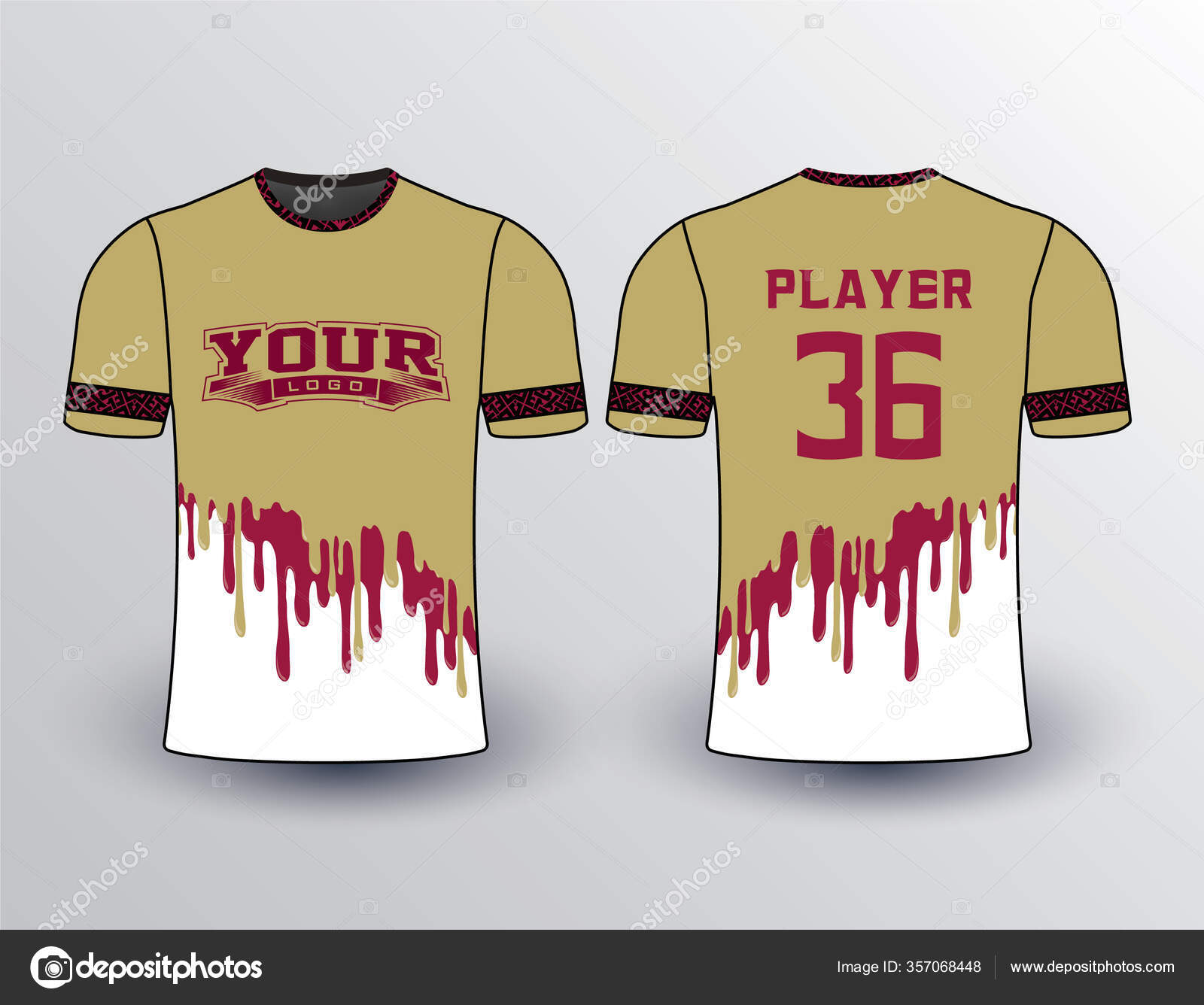 Vegas Gold Body Color Maroon Color Paint Dripping Effect Design