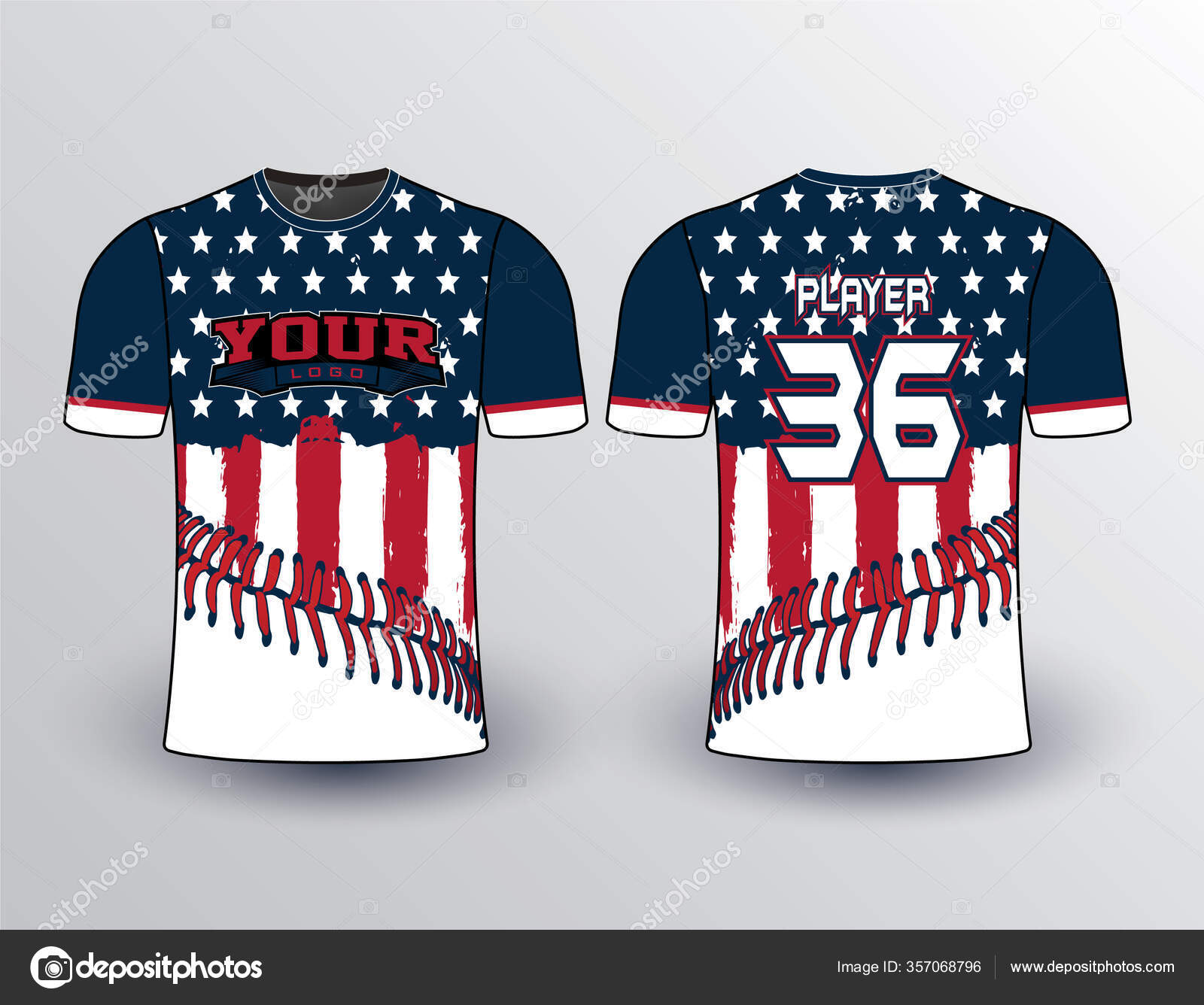 Stars Stripe Filled Body Background Softball Stitches Wrapping Red Blue