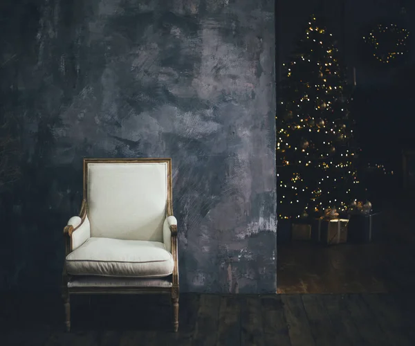Modern Christmas interior. Decorated festive home.