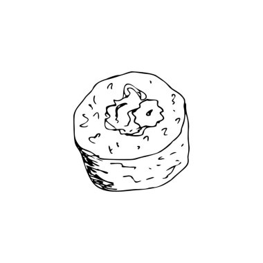 Beyaz arkaplanda el çizimi rulo izole