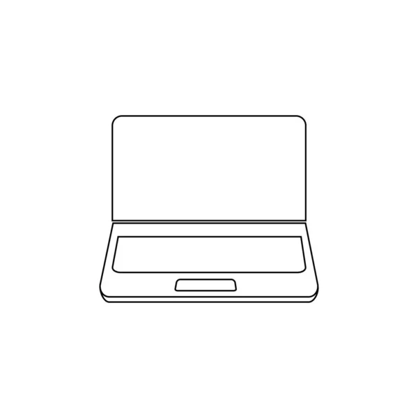 Laptop ícone contorno preto. Computador portátil pessoal. Ilustração vetorial simples isolada sobre fundo branco . — Vetor de Stock