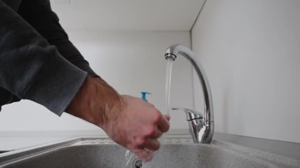 Man Washes His Hands Soap — Stock Video