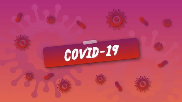 Covid Tekst Met Corona Virus Kunstmatige Achtergrond — Stockfoto