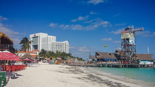 Популярный Пляж Playa Delfines Пляж Мбаппе Канкуне Зона Фабрегас Карибское — стоковое фото