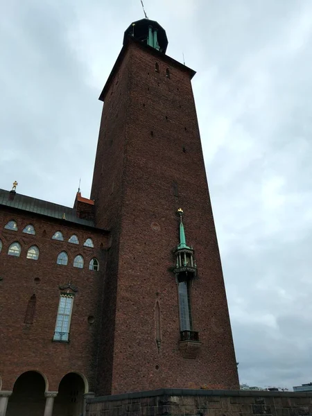 Stockholm Švédsko Srpna 2017 Romantická Věž Stockholmské Radnice Zobrazit — Stock fotografie