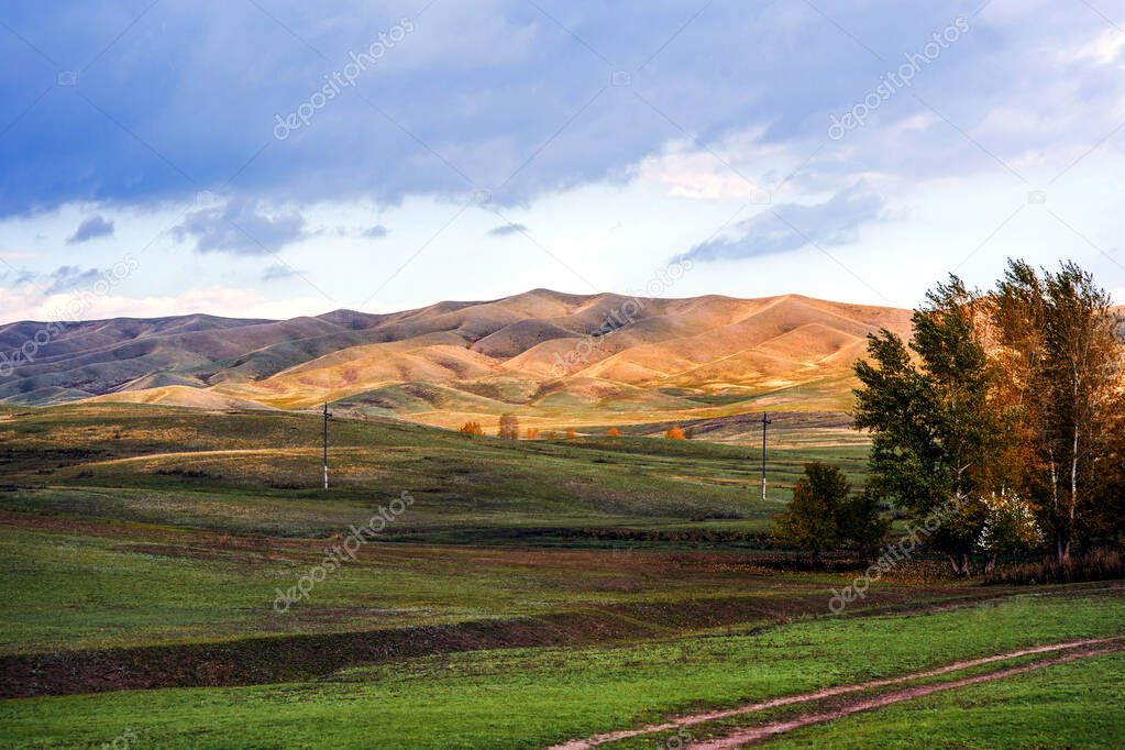 Steppe hills in the fall, Ural mountains